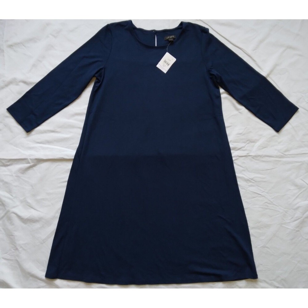J Jill Wearever 3/4 Sleeve A Line Dress Blue Travel Career Womens Size XS